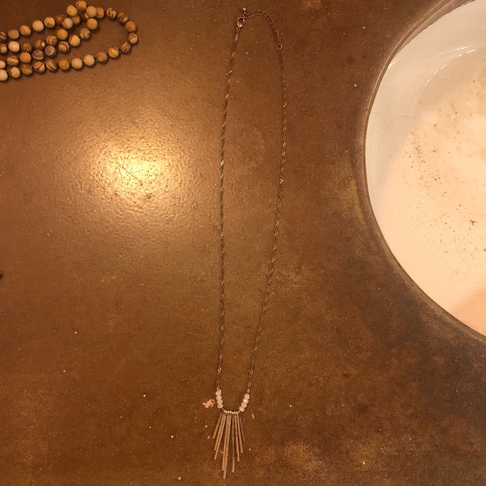 Gold lines with Pink Beads Necklace